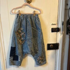 Amazon Women's Blue Floral harem Embroidered Jeans